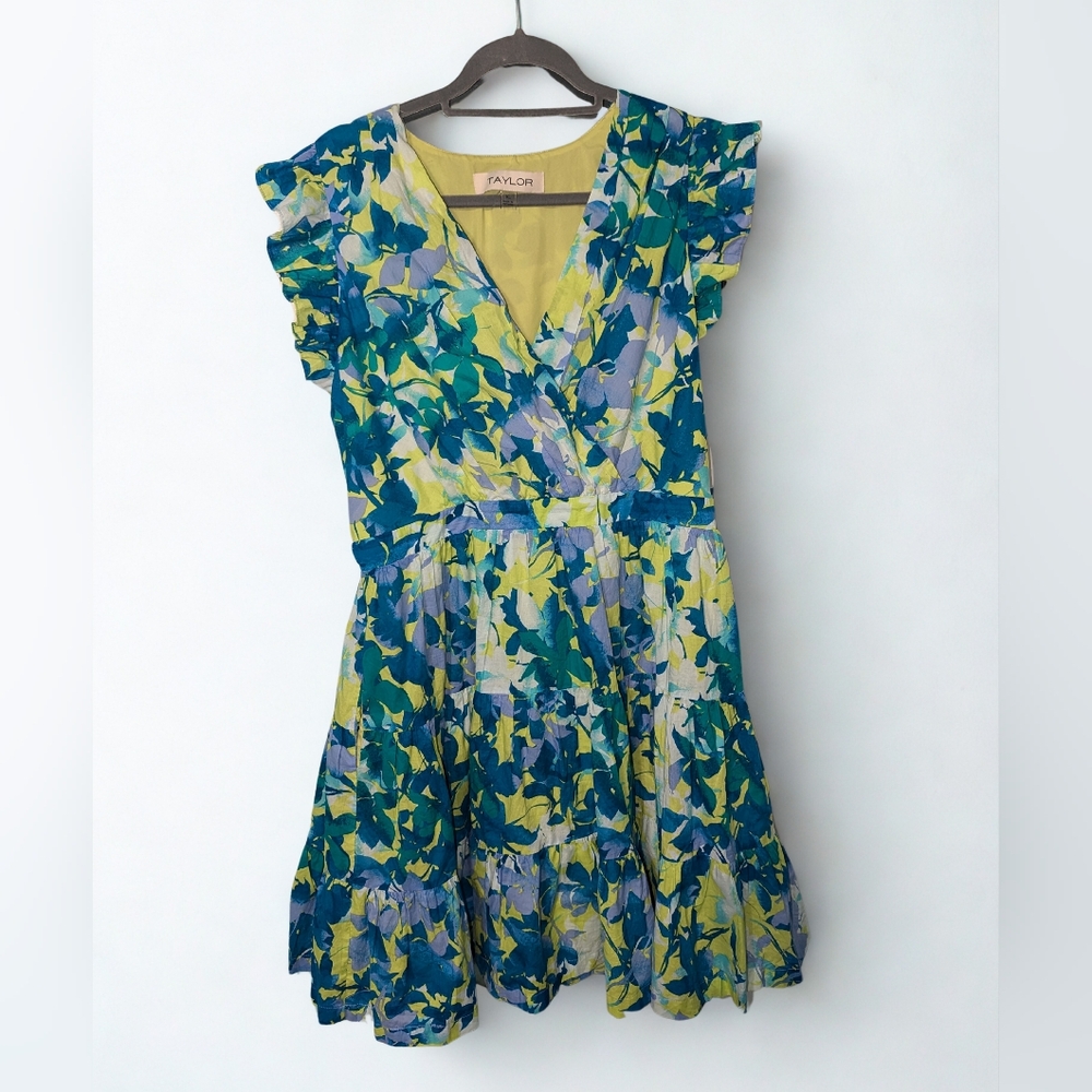 Floral Blue and Green Women's Dress - Picture 2 of 5